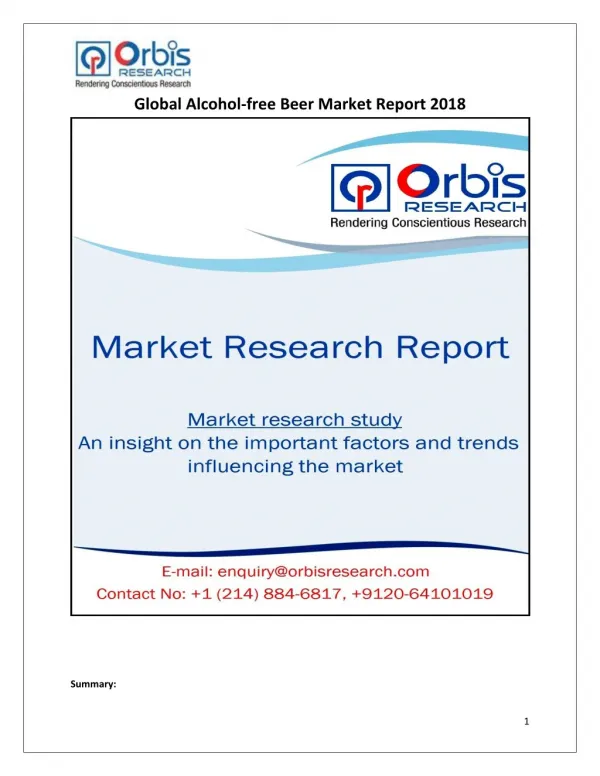 Global Alcohol-free Beer Market Report 2018