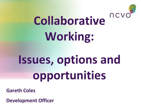 Collaborative Working: Issues, options and opportunities