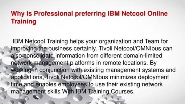 Why Is Professional preferring IBM Netcool Training?