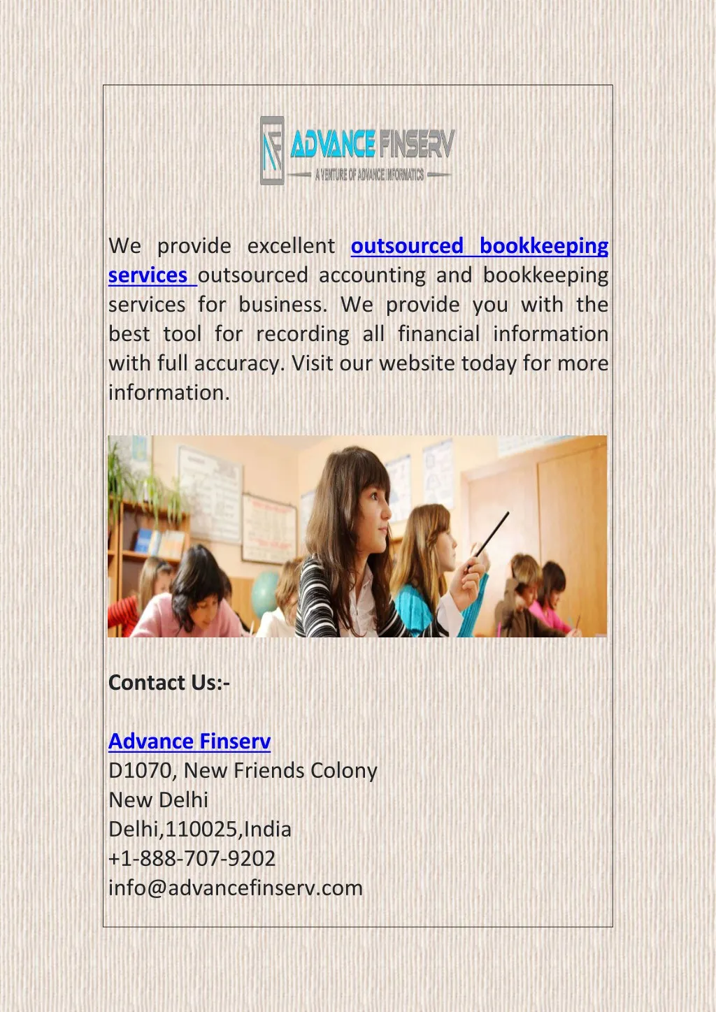 we provide excellent outsourced bookkeeping