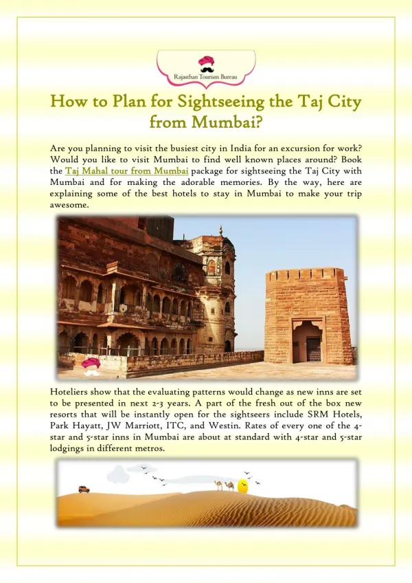 How to Plan for Sightseeing the Taj City from Mumbai?