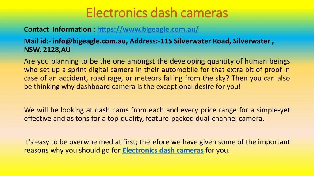 electronics dash cameras