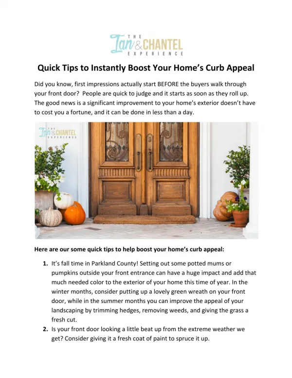 Quick Tips to Instantly Boost Your Home’s Curb Appeal