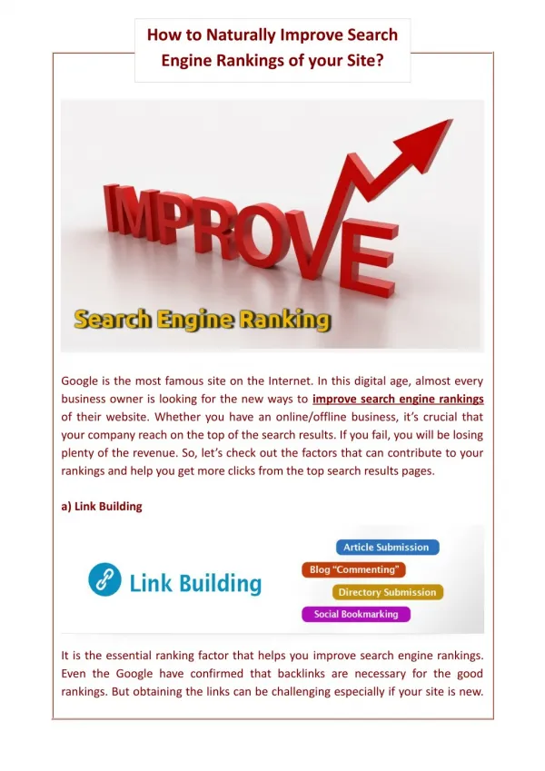 How to Naturally Improve Search Engine Rankings of your Site