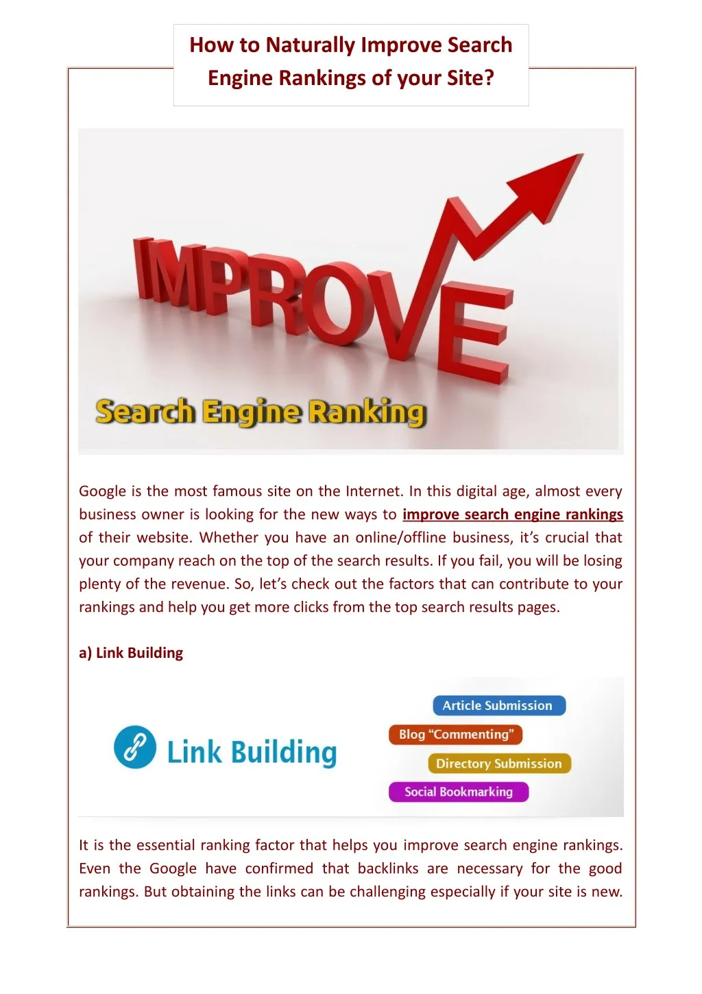 how to naturally improve search engine rankings