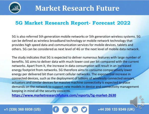 5G Market 2018 by Revenue Analysis, Growth, Opportunities, Production and Forecast to 2022
