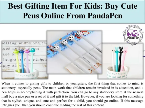 Best Gifting Item For Kids: Buy Cute Pens Online From PandaPen