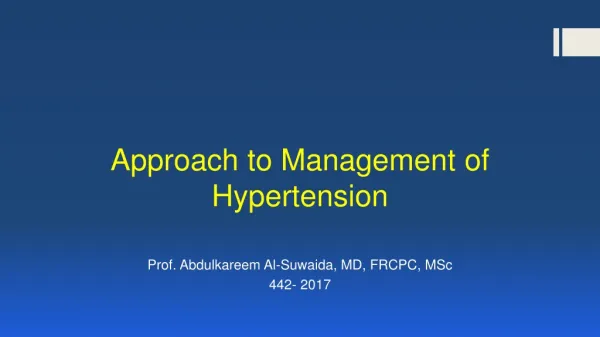 Approach to Management of Hypertension
