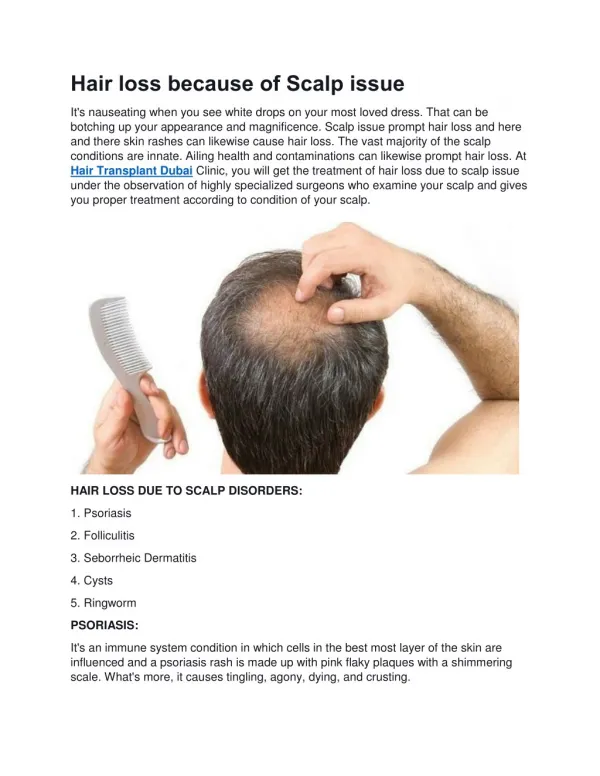 Hair loss because of Scalp issue