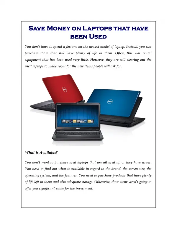 Save Money on Laptops that have been Used