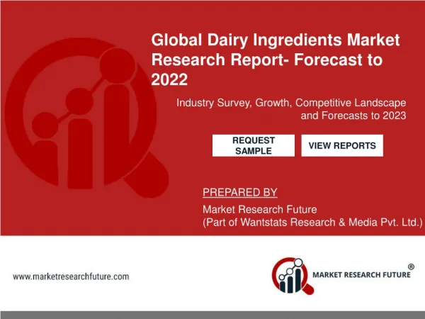 Dairy Ingredients Market Demand, Share, Global Trend, Industry News, Business Growth, Top Key Players Update, Business S