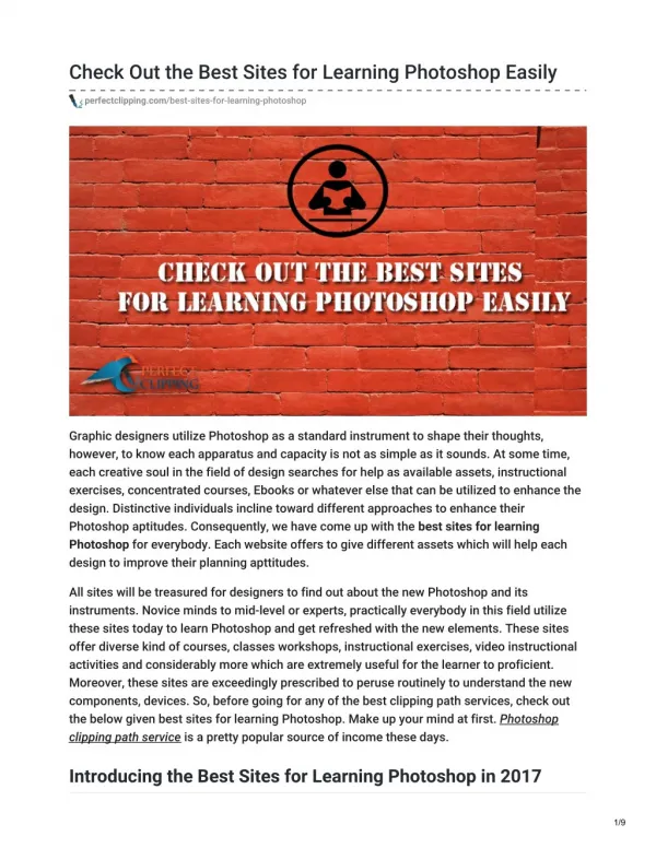 Recognize The Best Sites for Learning Photoshop Smartly