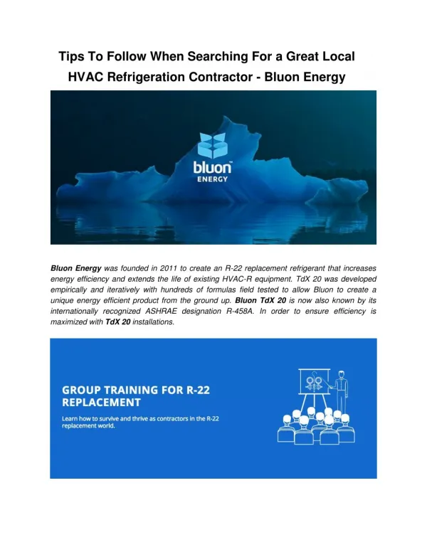 Tips To Choose a Local HVAC Refrigeration Contractor - Bluon Energy