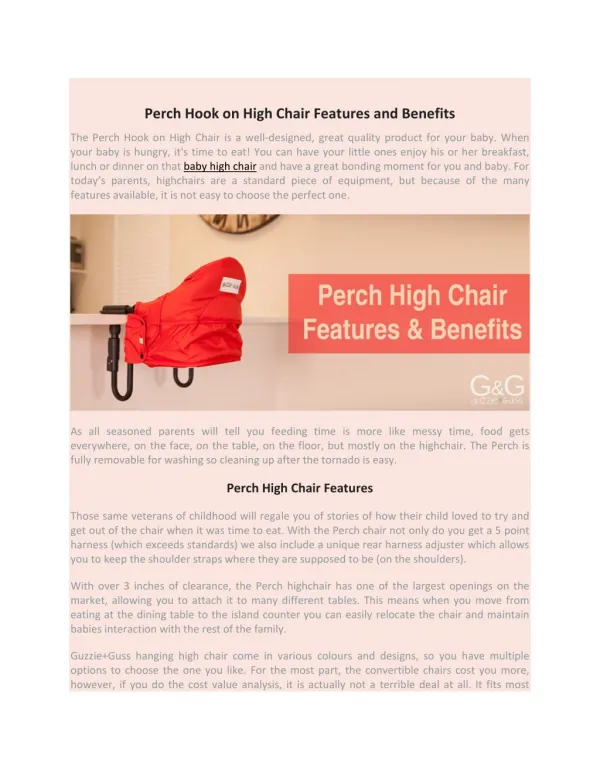 Perch Hook on High Chair Features and Benefits