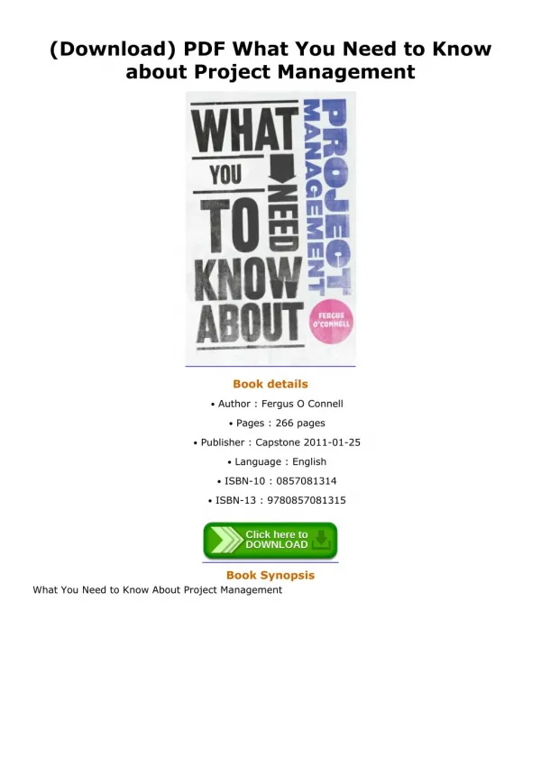 Download PDF What You Need to Know about Project Management