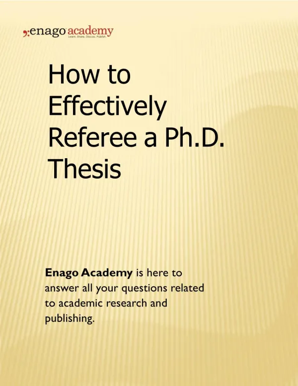 How to Effectively Referee a Ph.D. Thesis - Enago Academy