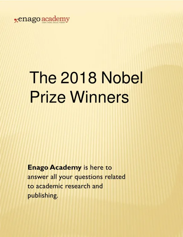 The 2018 Nobel Prize Winners