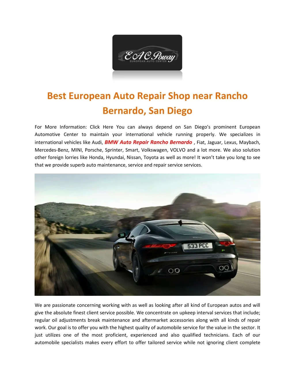 best european auto repair shop near rancho
