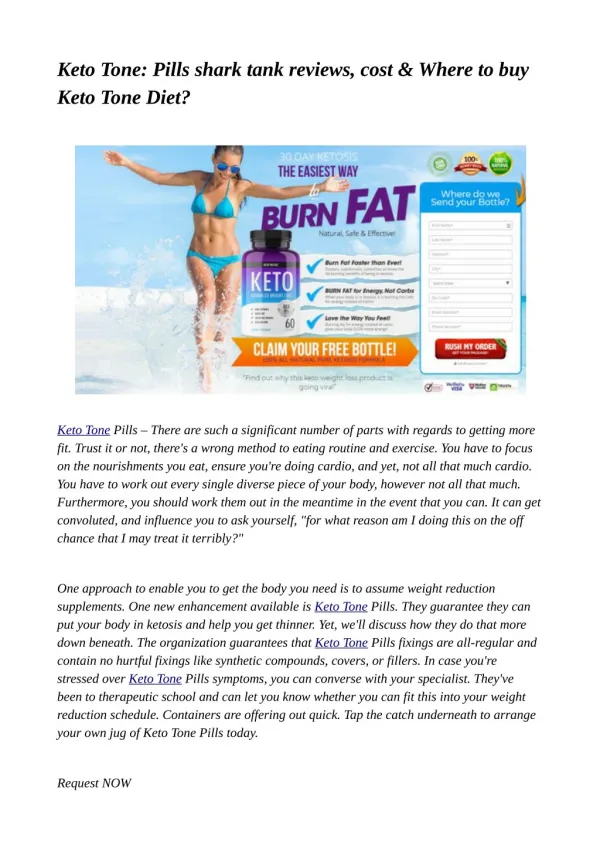 Keto Tone: Pills shark tank reviews, cost & Where to buy Keto Tone Diet?