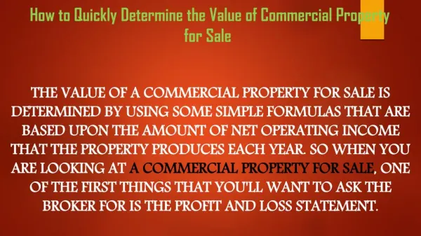 How to Quickly Determine the Value of Commercial Property for Sale