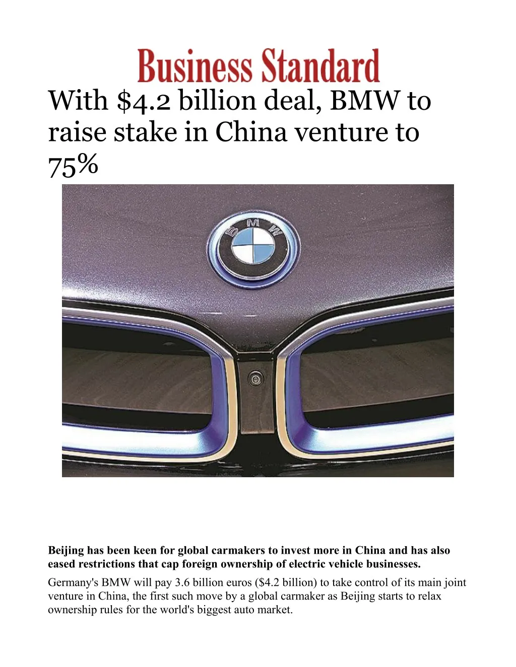 with 4 2 billion deal bmw to raise stake in china