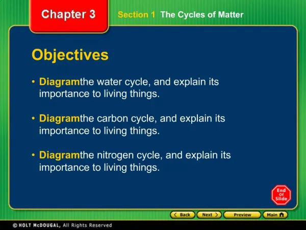 Diagram the water cycle, and explain its importance to living things. Diagram the carbon cycle, and explain its importa