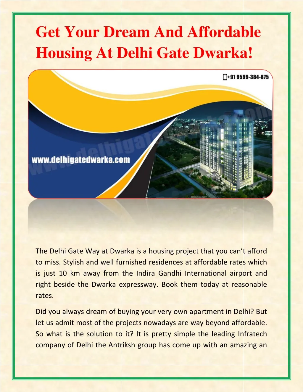 get your dream and affordable housing at delhi