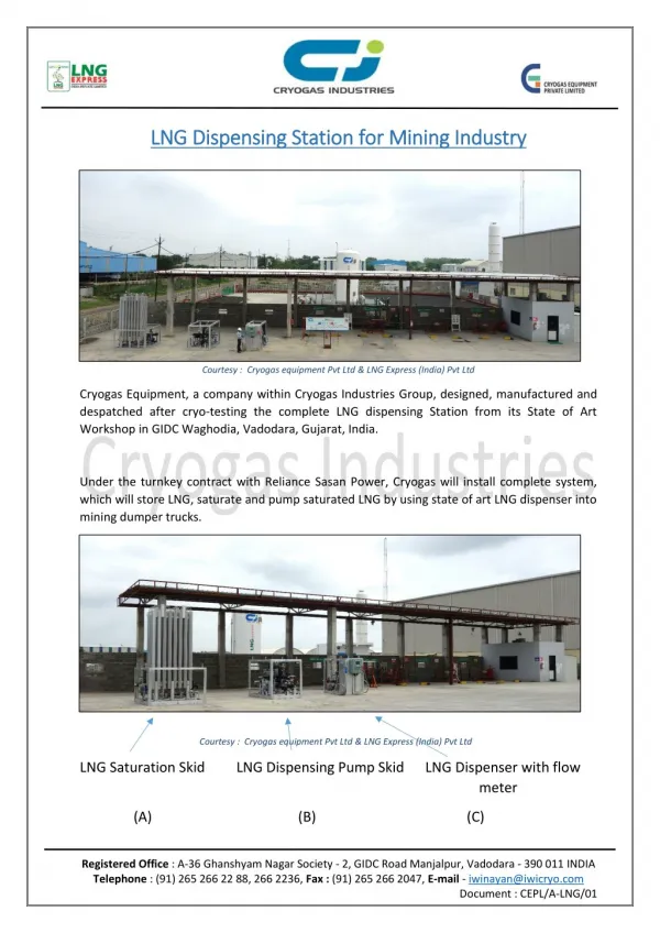 Complete LNG Dispensing Station for Mining Industry