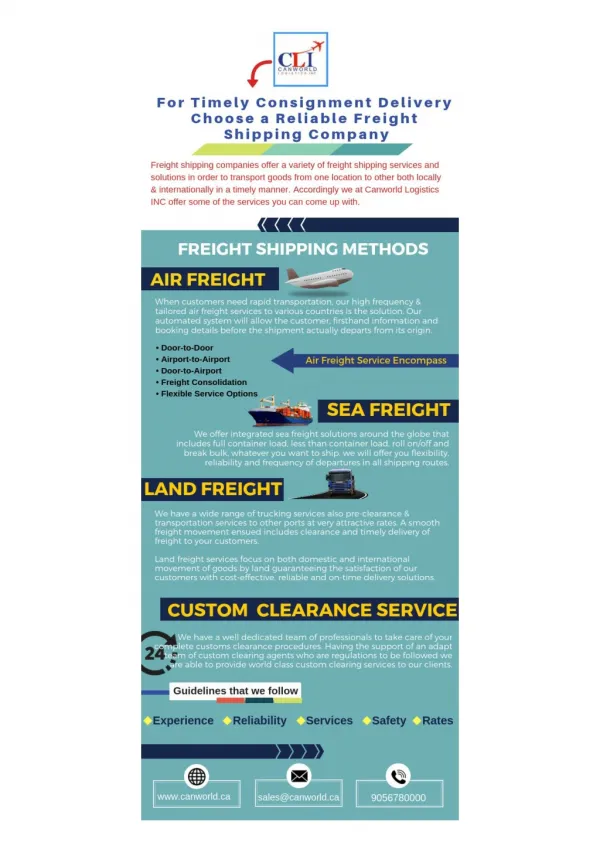 For Timely Consignment Delivery Choose a Reliable Freight Shipping Company
