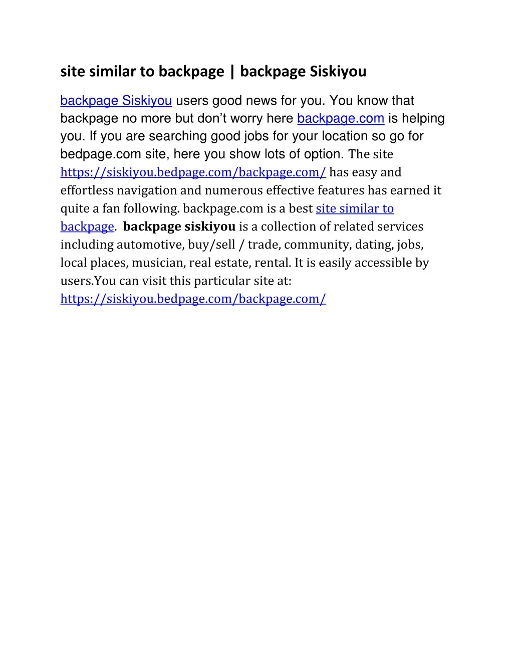 site similar to backpage backpage siskiyou