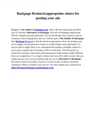 Backpage Brainerd,appropriate choice for posting your ads