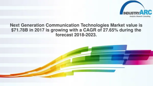 Next Generation Communication Technologies Market valued at $71.78B in 2017 is growing with a CAGR of 27.65% during the