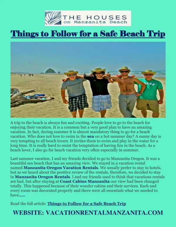 Things to Follow for a Safe Beach Trip