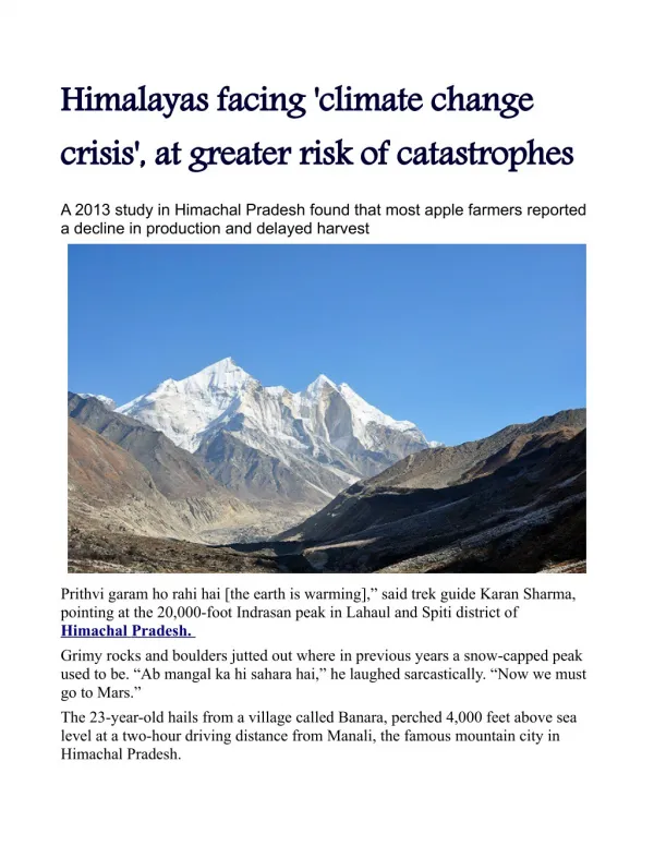 Himalayas facing 'climate change crisis', at greater risk of catastrophes
