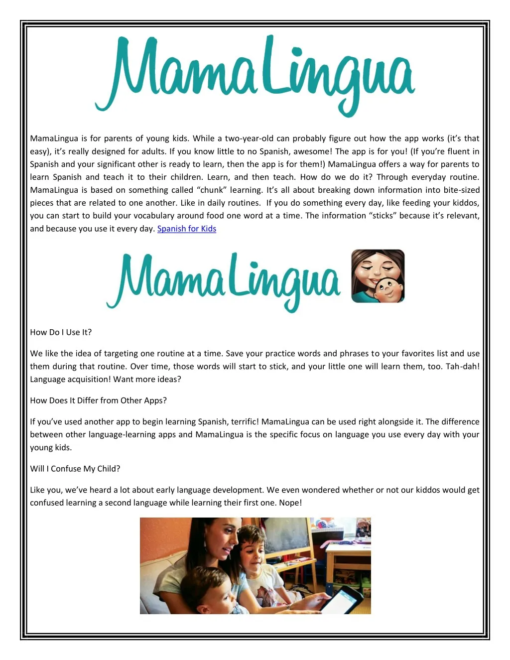 mamalingua is for parents of young kids while