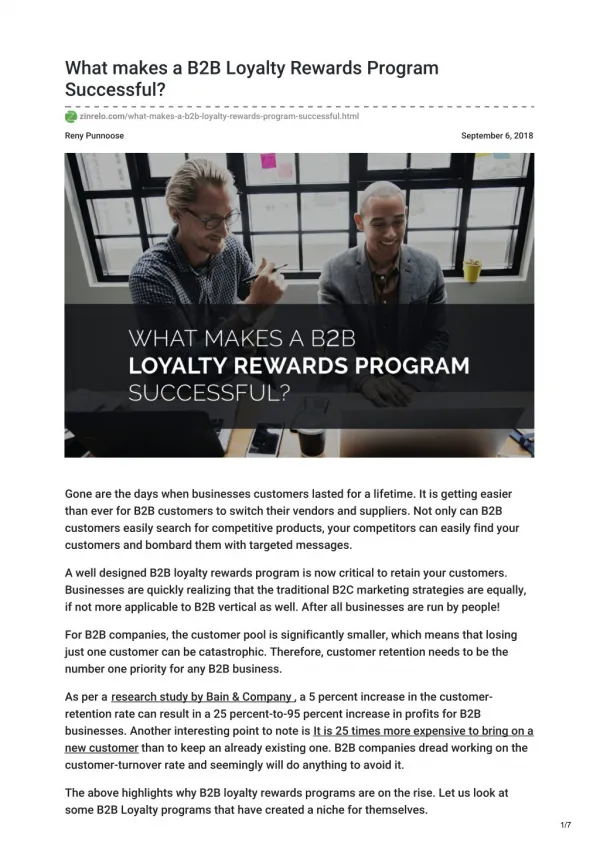 What makes a B2B Loyalty Rewards Program Successful?