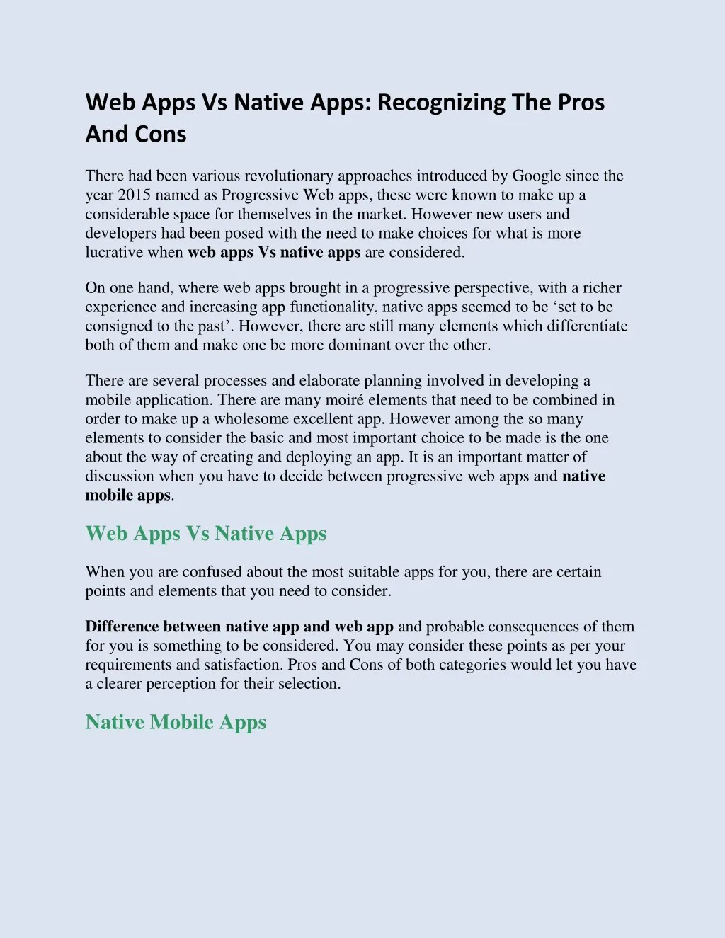 web apps vs native apps recognizing the pros