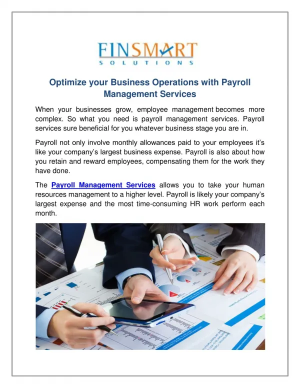 Optimize your Business Operations with Payroll Management Services
