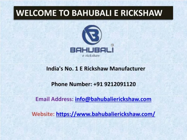 E Rickshaw Manufacturers Company in India