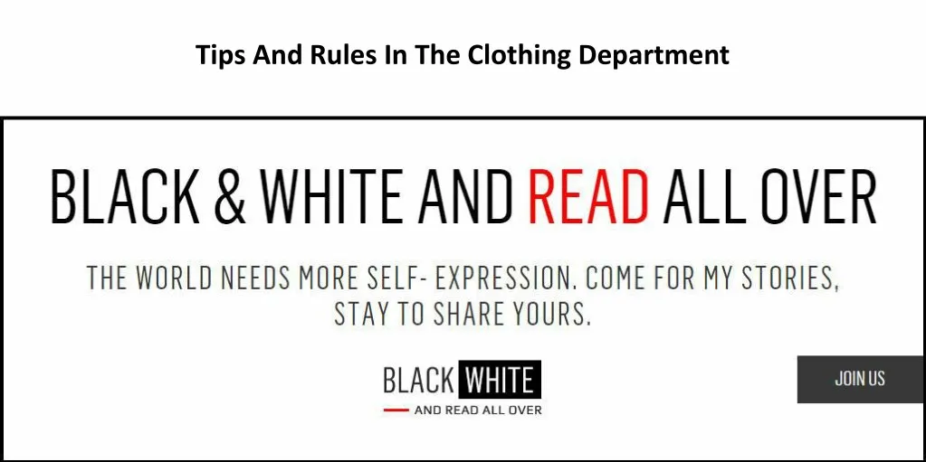 tips and rules in the clothing department