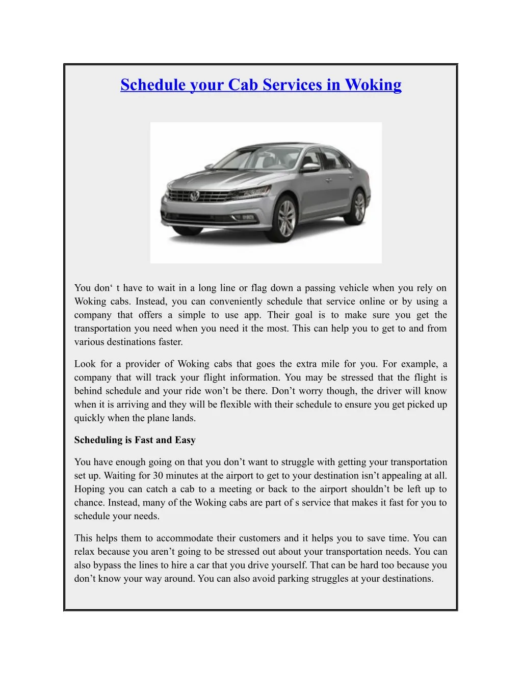 schedule your cab services in woking