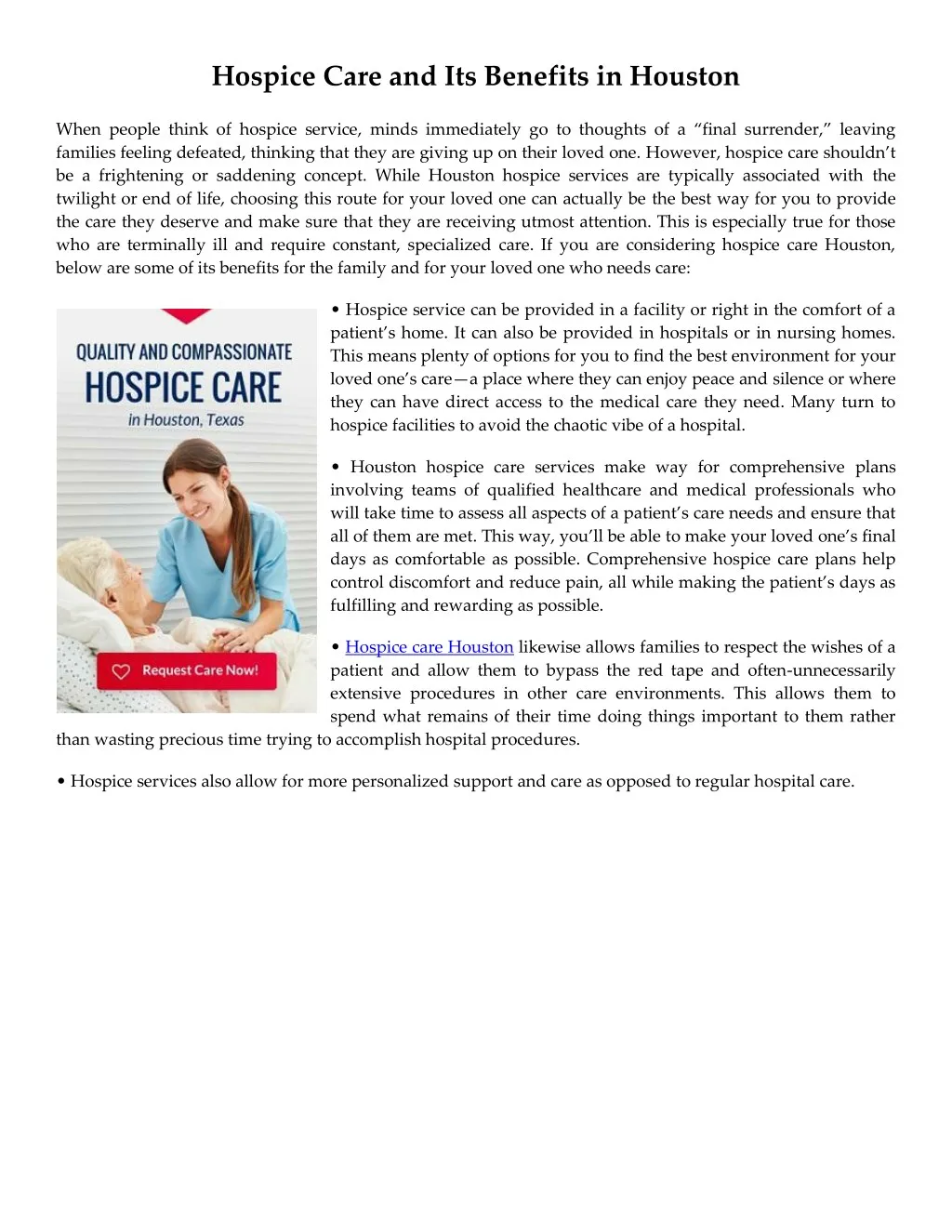 hospice care and its benefits in houston
