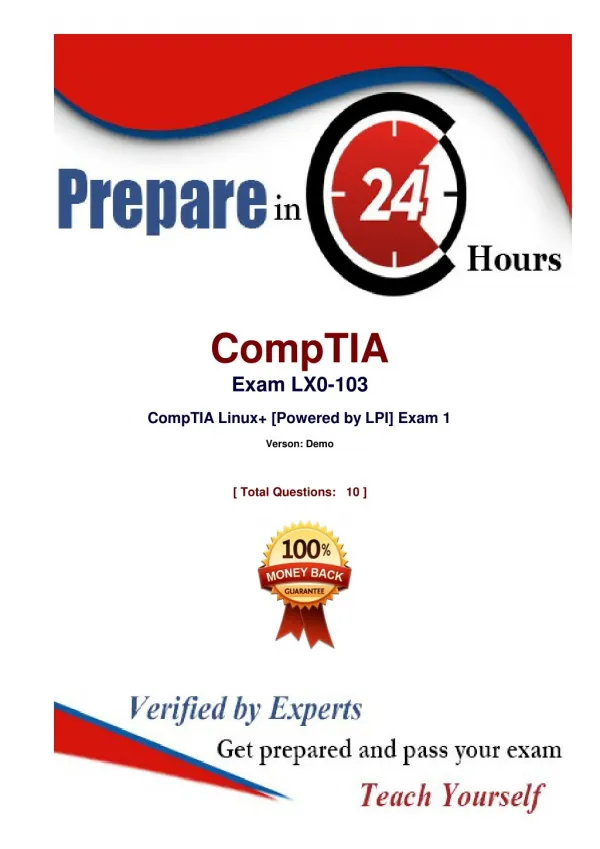 Get 2018 Latest CompTIA LX0-103 Exam Dumps Questions - Valid CompTIA LX0-103 Dumps PDF
