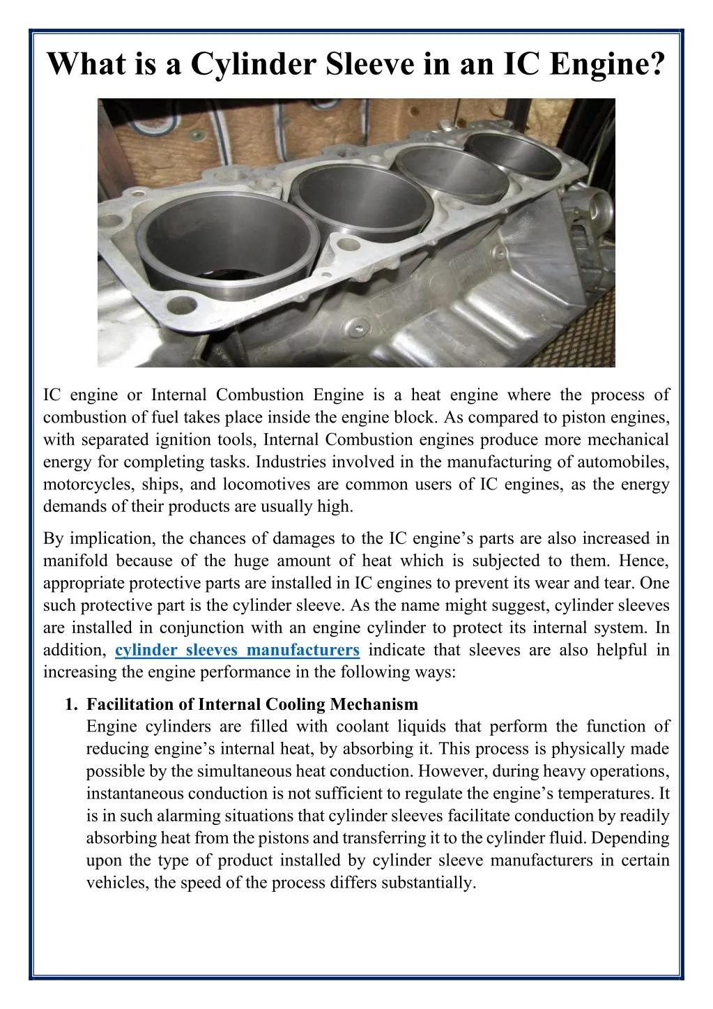 what is a cylinder sleeve in an ic engine