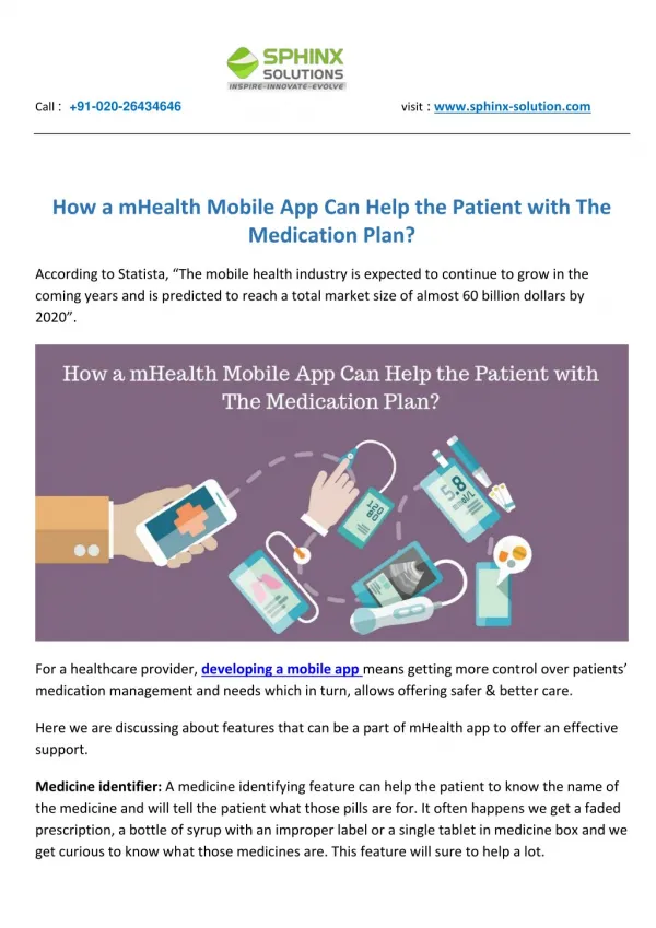 How a mHealth Mobile App Can Help the Patient with The Medication Plan