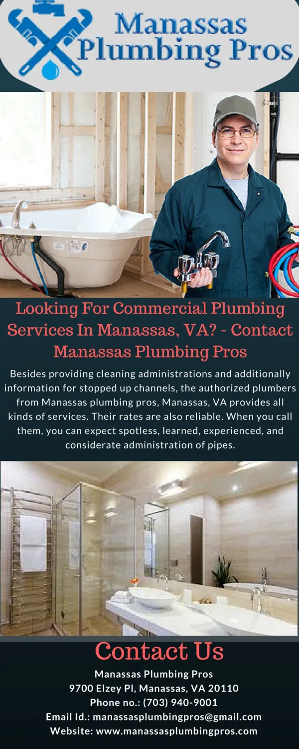 Looking For Commercial Plumbing Services In Manassas, VA? - Contact Manassas Plumbing Pros