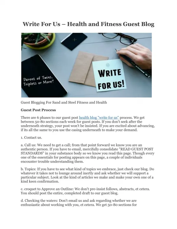 Write For Us – Health and Fitness Guest Blog