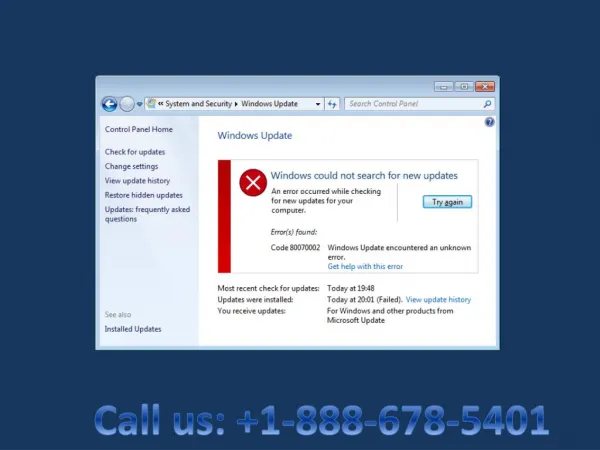 How to Fix 1~888~678~5401 Windows 8.1 Update Error 0x80070002