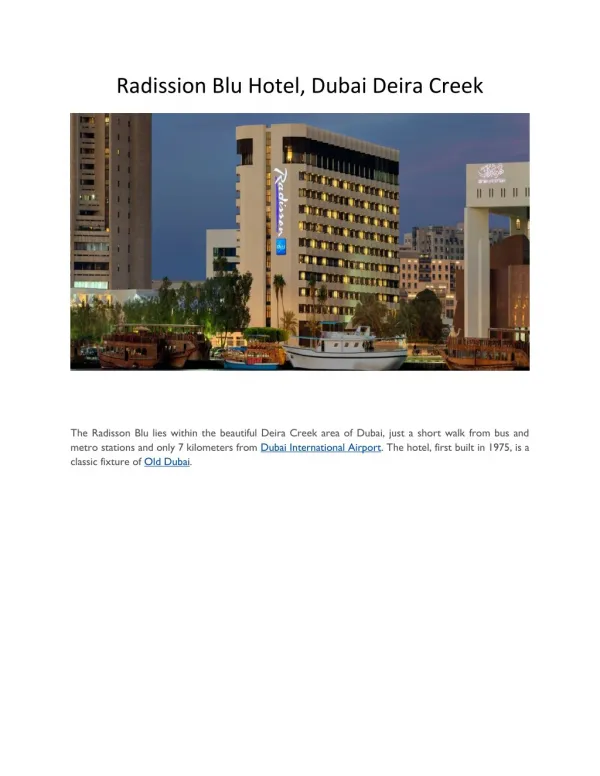 Radisson Blu Hotel, Dubai Deira Creek