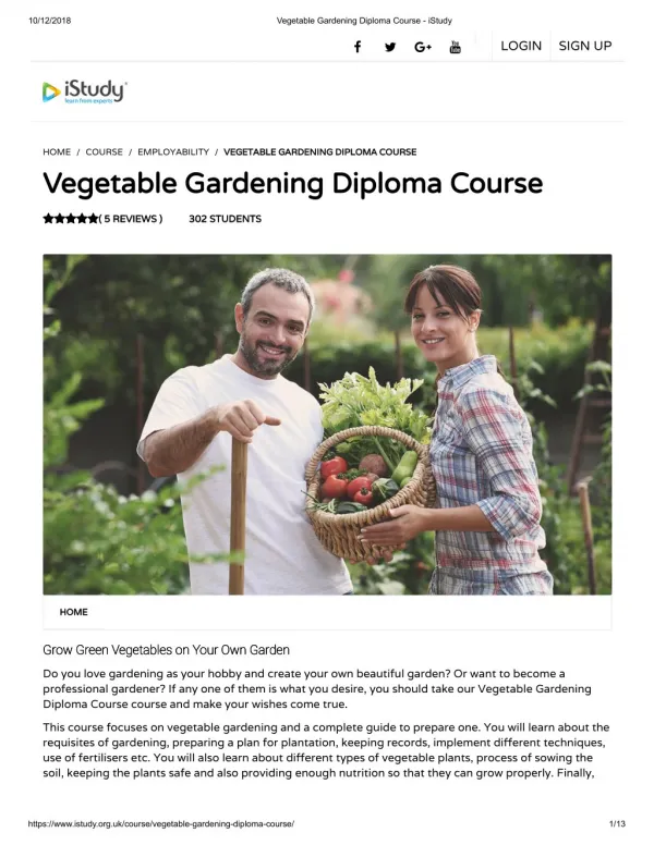 Vegetable Gardening Diploma Course - istudy